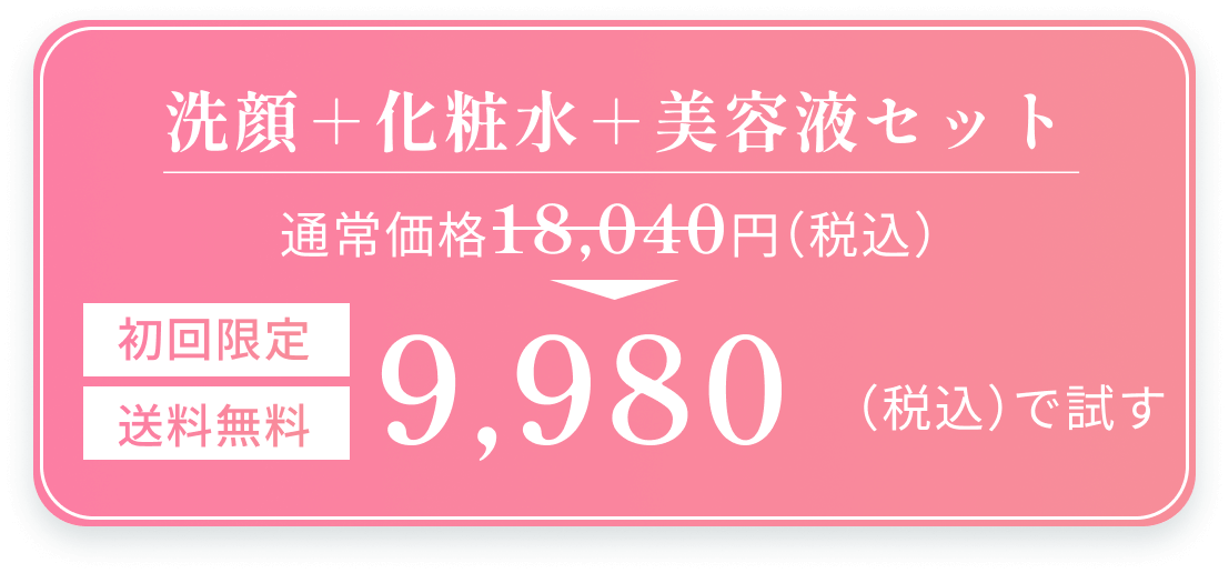 洗顔＋化粧水＋美容液セット初回限定送料無料9,980円（税込）で試す